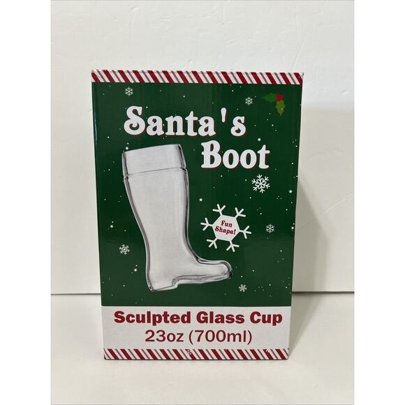 Santa’s Boot Collectible Drinking Glass 23oz NEW Christmas Drinkware Novelty - Picture 1 of 4